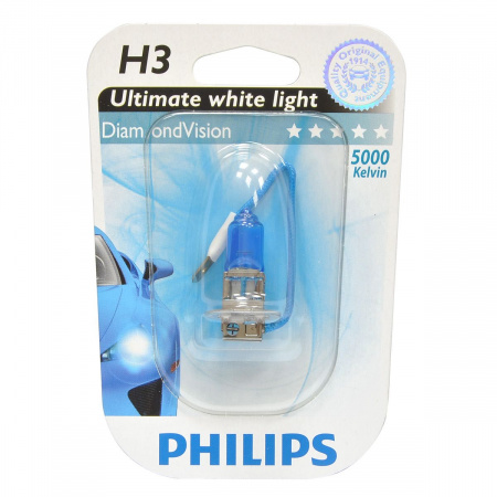 Автолампа H3 (55) PK22s DiamondVision 5000K (блистер) 12V PHILIPS /1/10