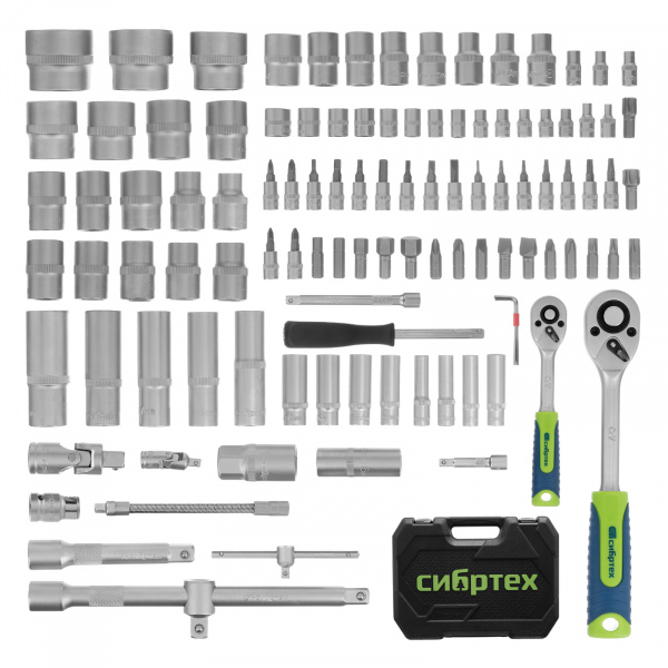 Набор инструментов, 1/2", 1/4", 108 предметов// Сибртех Набор инструментов, 1/2", 1/4", 108 предметов// Сибртех
