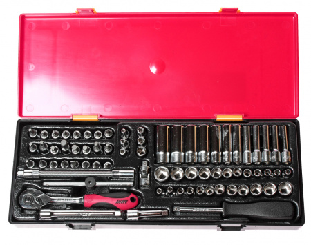 JTC Набор головок торцевых 1/4" 6-ти гранных 73 предмета в кейсе JTC
