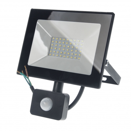 Прожектор UF-FL5002 LED SMD BLACK 50W 6500K 200х175мм с датчиком движения 220V ULTRA FLASH /1/20