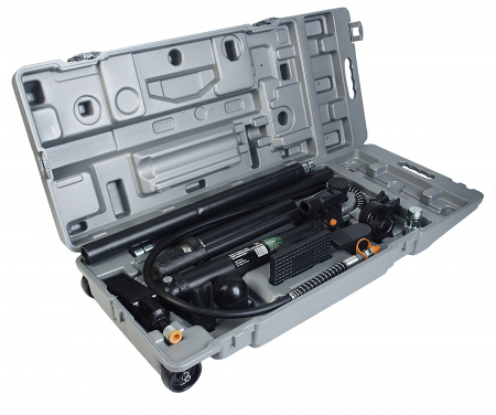 Цилиндр гидравлический RF-71002L: прямого действия 10т в комплекте с насосом, удлинителями ROCKFORCE /1/10/100