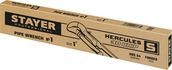 STAYER Hercules-S, №1, 1″, 330 мм, трубный ключ с изогнутыми губками, Professional (27311-1)