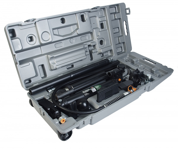 Цилиндр гидравлический RF-71002L: прямого действия 10т в комплекте с насосом, удлинителями ROCKFORCE /1/10/100