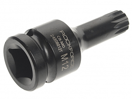 Головка-бита SPLINE ударная  1/2", M12 с отверстием ROCKFORCE RF-24806012T /1/10/300