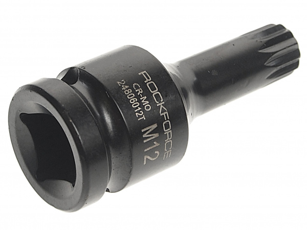 Головка-бита SPLINE ударная  1/2", M12 с отверстием ROCKFORCE RF-24806012T /1/10/300