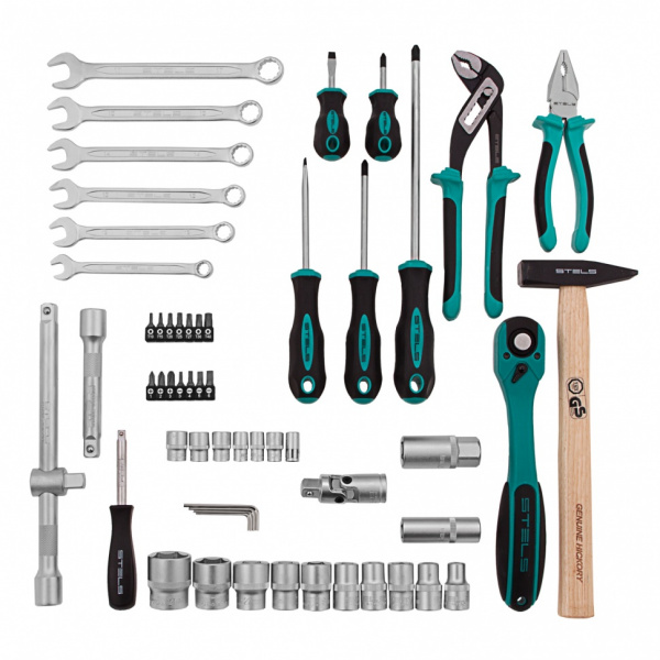 Набор инструментов, 1/2", Cr-V, S2, усиленный кейс, 58 предметов Stels Набор инструментов, 1/2", Cr-V, S2, усиленный кейс, 58 предметов Stels