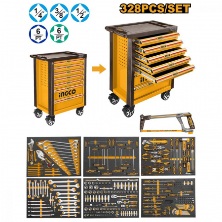 Тележка инструментальная с набором инструментов 7 секций 328 пред. INGCO HTCS273281 INDUSTRIAL