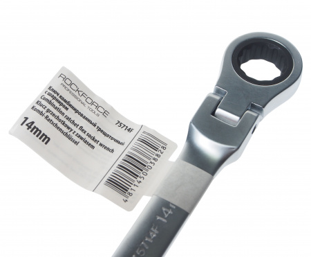 Ключ комбинированный 14мм RF-75714F трещоточный с подвижной головкой ROCKFORCE /1/12