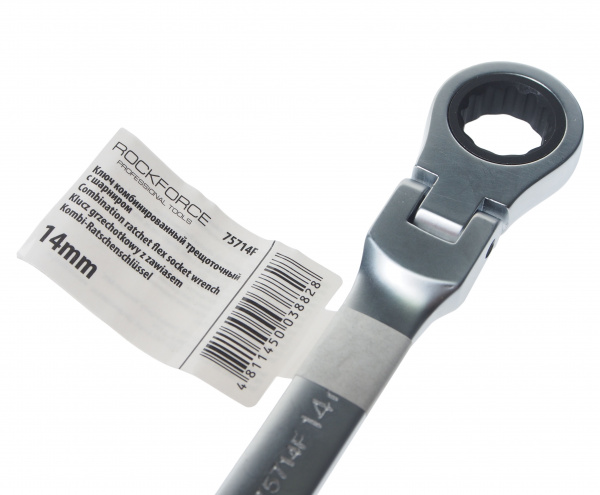 Ключ комбинированный 14мм RF-75714F трещоточный с подвижной головкой ROCKFORCE /1/12