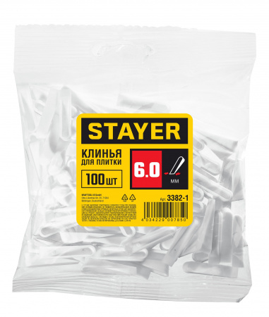 STAYER 6 мм, 100 шт, малые клинья для плитки (3382-1)