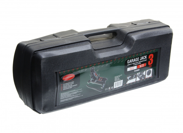 Домкрат гидравлический RF-TR30002 подкатной 3т с фиксацией+резиновая накладка (h min 135мм h max 385мм), в кейсе ROCKFORCE /1