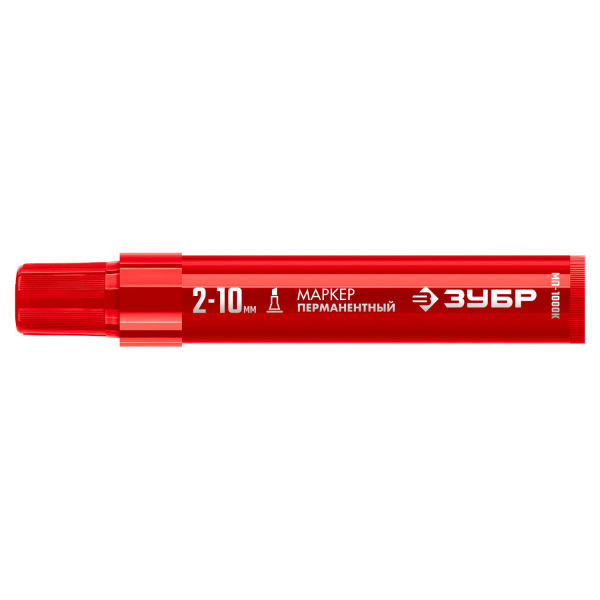 ЗУБР МП-1000К красный, 2-10 мм, клиновидный перманентный маркер (06333-3)