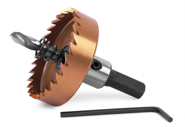 HSS-TiN коронка MESSER 48мм с центр. сверлом и толкающей пружиной для  лист. материала  до 2 мм ц/х