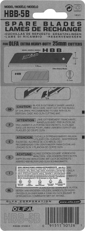 OLFA EXCEL BLACK, 25 х 126 х 0.7 мм, 5 шт, сегментированные лезвия (OL-HBB-5B)