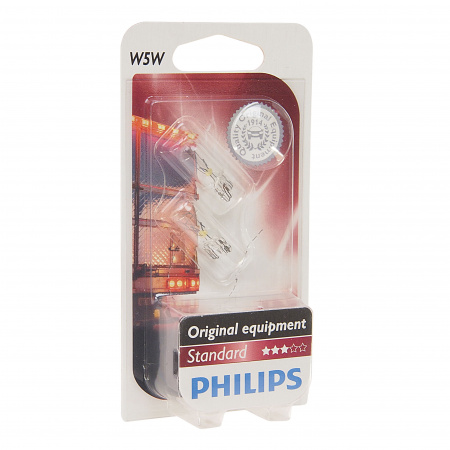 Автолампа W5W (W2,1*9.5d) 24V (блистер,2шт) PHILIPS 1/10/200 HIT