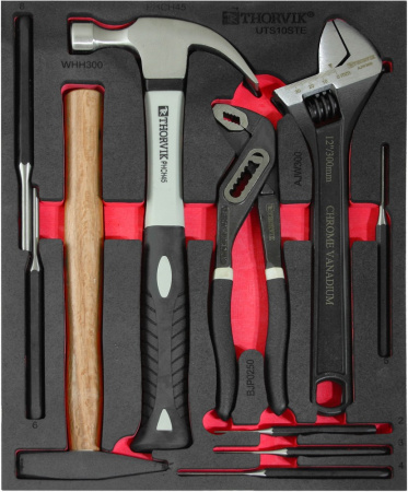 UTS10STE Набор молотков, выколоток и шарнирно-губцевого инструмента в EVA ложементе 280х375х30 мм, 10 предметов