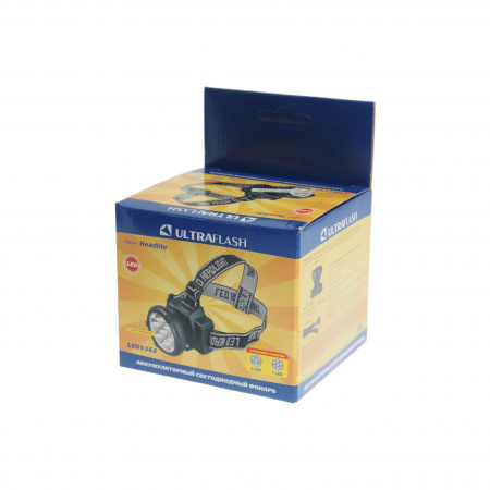 Фонарь UF-5362 7 LED BLACK/SILVER головной  с аккумулятором, 2 режима 220V ULTRAFLASH /1/5/100