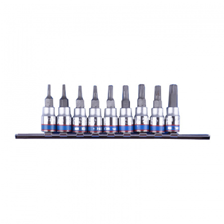 Набор торцевых насадок 1/4", Torx, Т8-Т40 мм, L = 37 мм, с отверстием, 9 предметов KING TONY 2119PR