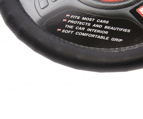 Оплетка руля MIS-17STW61 (M) чёрная ребристая с перфорацией MISTAR /1/25