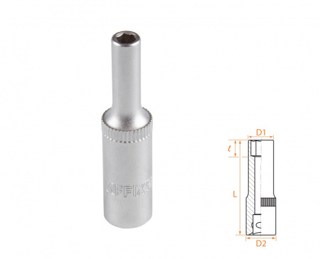 Головка торцевая глубокая шестигранная 1/4", 4 мм AFFIX AF00120004