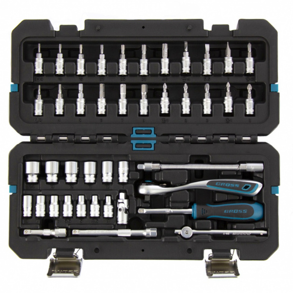 Набор инструментов, 1/4", CrV, 120 зубьев, 42 предмета Gross Набор инструментов, 1/4", CrV, 120 зубьев, 42 предмета Gross