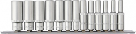 S11S2213SM Набор головок торцевых глубоких 12-гранных 1/4"DR на держателе, 4-14 мм, 13 предметов S11S2213SM Набор головок торцевых глубоких 12-гранных 1/4"DR на держателе, 4-14 мм, 13 предметов