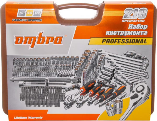 OMT216S Набор инструмента универсальный 1/4", 3/8", 1/2"DR, 216 предметов OMT216S Набор инструмента универсальный 1/4", 3/8", 1/2"DR, 216 предметов