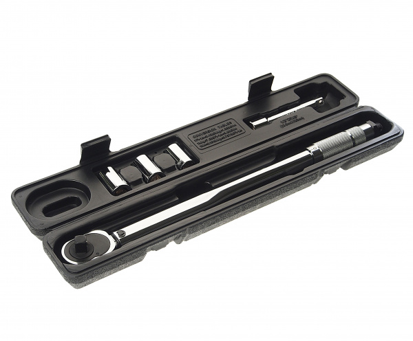 Ключ динамометрический RF-6474470A: 1/2 DR (40-210Nm) щелчкового типа в наборе с головками и удлинителем ROCKFORCE /1/8