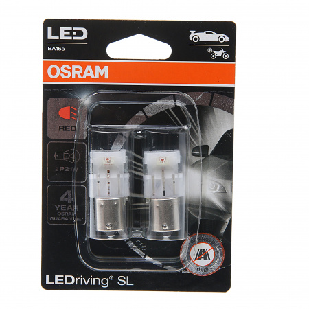Автолампа P21W (BA15s) LED (блистер, 2шт) RED 12V OSRAM /10