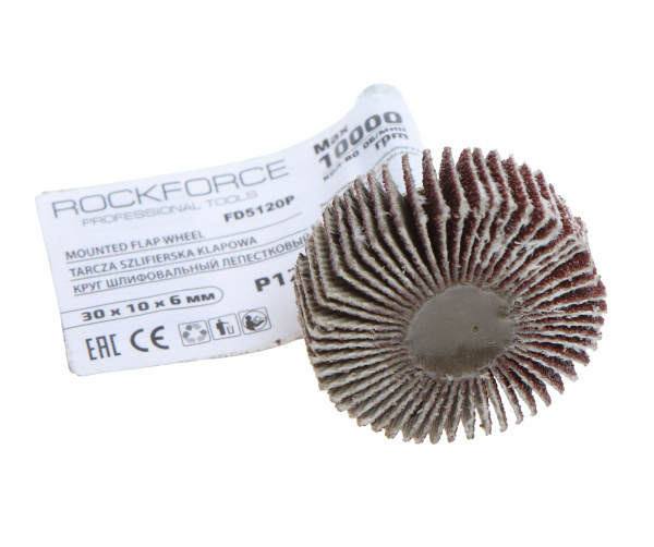 Круг RF-FD5120Р шлифовальный лепестковый P120 30х10х6мм ROCKFORCE /1/100