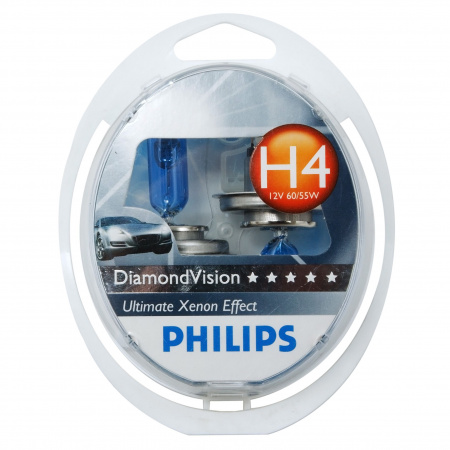 Автолампа H4 (60/55) P43t-38 DiamondVision 5000K (2шт) 12V PHILIPS /1/5/30 HIT