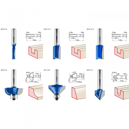 ЗУБР 12 шт, набор профильных фрез по дереву, Профессионал (28796-H12)
