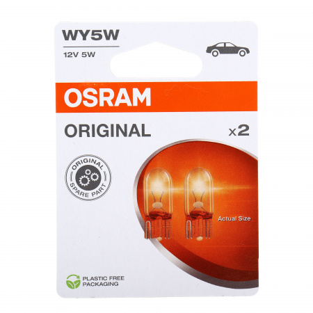 Автолампа WY5W (W2.1*9.5d) YELLOW (2шт) 12V OSRAM /1/10