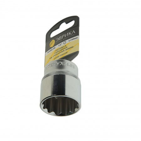 Головка торцевая 30мм 1/2" 12-гранная L=40мм на держателе ЭВРИКА ER-91322-12H /1/6