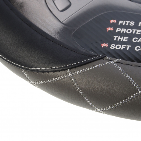 Оплетка руля MIS-LT35A (S) BLACK/GREY кожа MISTAR /1/25