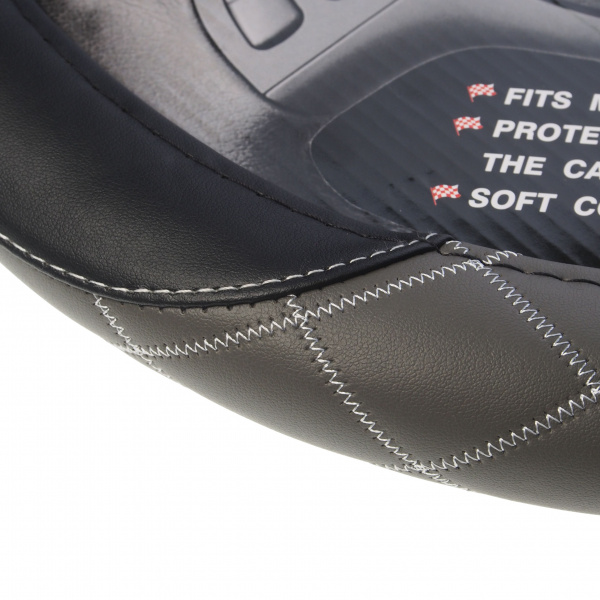 Оплетка руля MIS-LT35A (S) BLACK/GREY кожа MISTAR /1/25
