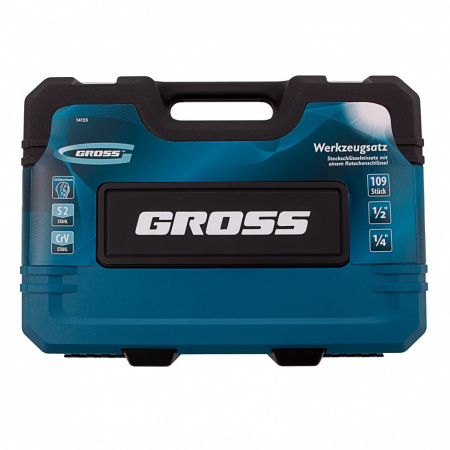 Набор инструментов, 1/4", 1/2", CrV, 120 зубьев, 109 предметов Gross Набор инструментов, 1/4", 1/2", CrV, 120 зубьев, 109 предметов Gross