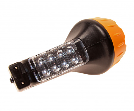 Фонарь C-3818 7+8 LED BLACK/YELLOW 15см с аккумулятором, 2 режима 220V ULTRAFLASH /1/5/60