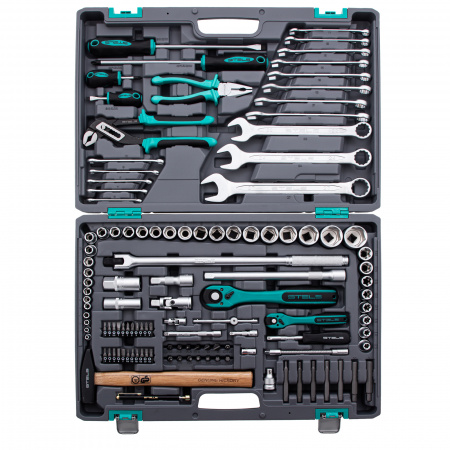 Набор инструментов, 1/4", 1/2", Cr-V, S2, усиленный кейс, 119 предметов Stels Набор инструментов, 1/4", 1/2", Cr-V, S2, усиленный кейс, 119 предметов Stels