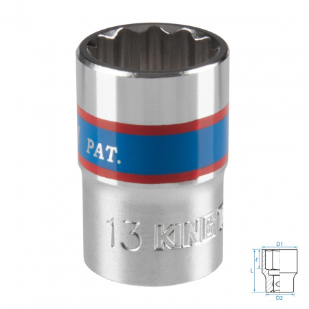 Головка торцевая стандартная двенадцатигранная 3/8", 13 мм KING TONY 333013M