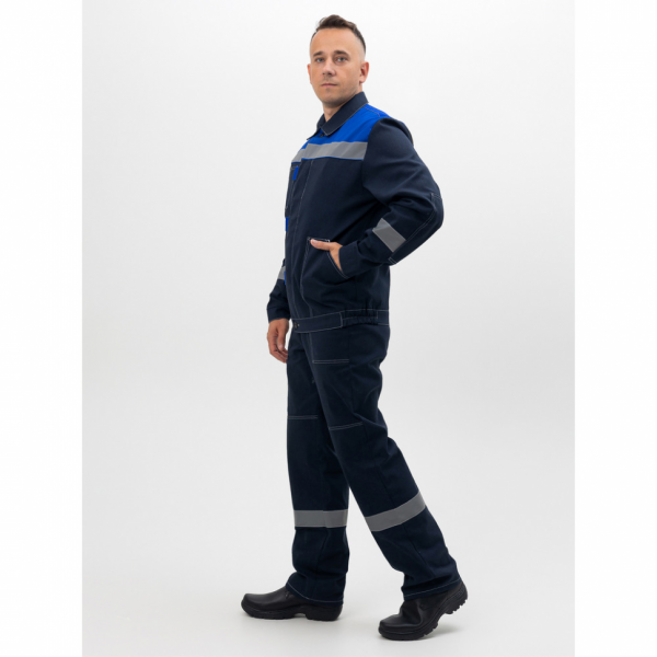 Костюм «Инженер» мужской летний: куртка и полукомбинезон, синий