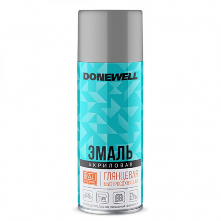 Эмаль аэроз. акриловая серая глянцевая RAL7040 520мл Donewell DW-A7040 (12)