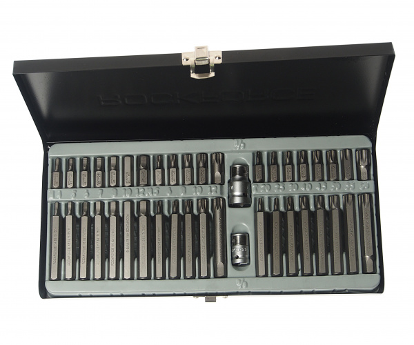 Набор бит RF-4421 с битодержателями, 42пр. (10мм)(75/30мм: T20-T60, H4-H12, M5-M12), в металлическом кейсе ROCKFORCE /1/12