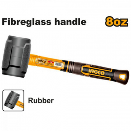 Киянка 220 гр резиновая черная фибергласовая ручка INGCO HRUH8808