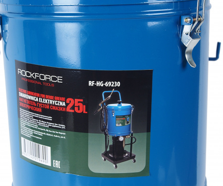 Нагнетатель смазки RF-HG-69230 густой  электрический  25л,220V,1,1кВт,0,35 л/мин,250-400 Bar,длина шланга 4м,раб.t-10гр.+50гр) ROCKFORCE /1/20