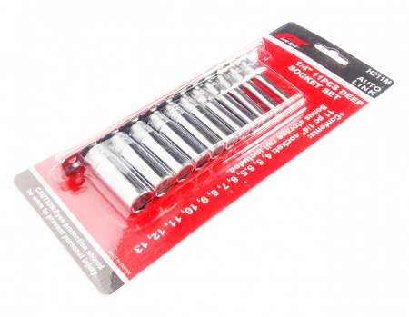 JTC Набор головок торцевых 1/4" 6-ти гранных 04-13мм глубоких L=50мм 11 предметов JTC JTC Набор головок торцевых 1/4" 6-ти гранных 04-13мм глубоких L=50мм 11 предметов JTC