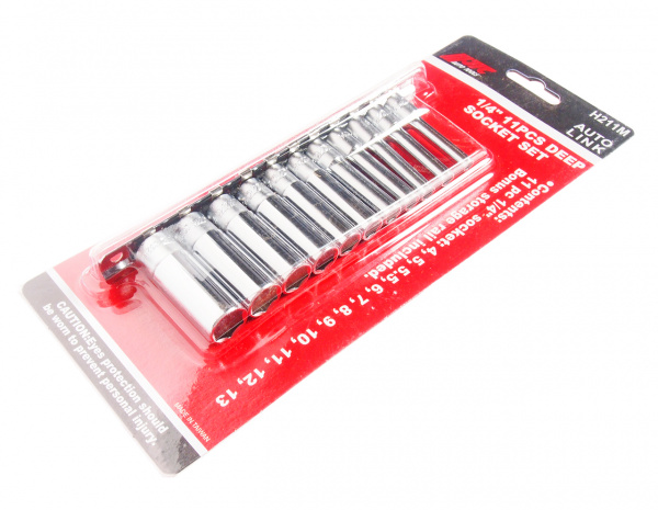 JTC Набор головок торцевых 1/4" 6-ти гранных 04-13мм глубоких L=50мм 11 предметов JTC