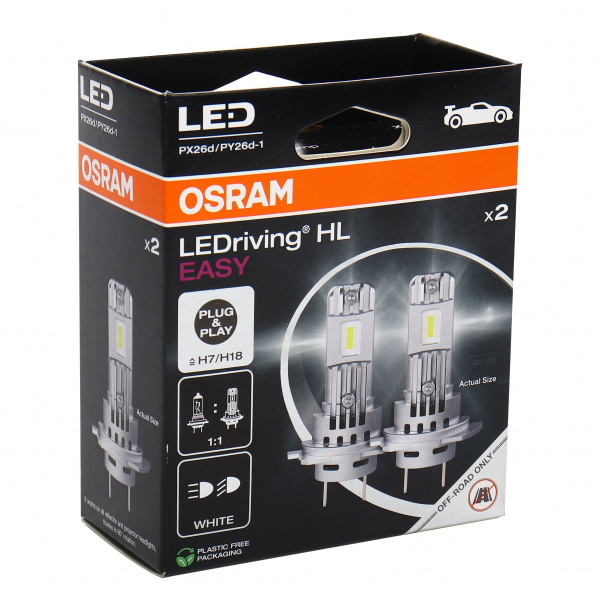 Автолампа H7/H18 (PX26d/PY26d-1) LED WHITE LEDriving HL EASY 6000K (ЭКОбокс, 2шт) 12V OSRAM /1/10/100