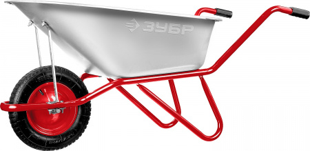 ЗУБР Т-11, 90 л, 160 кг, одноколесная, пневматическое колесо, садово-строительная тачка (39962)