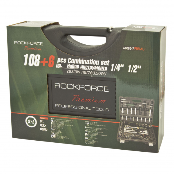 Набор торцевых головок и вставок RF-41082-7-PREMIUM: 1/2" & 1/4"DR 6-гранных (S/L) 108пр + 6пр. ROCKFORCE /1/3 Набор торцевых головок и вставок RF-41082-7-PREMIUM: 1/2" & 1/4"DR 6-гранных (S/L) 108пр + 6пр. ROCKFORCE /1/3